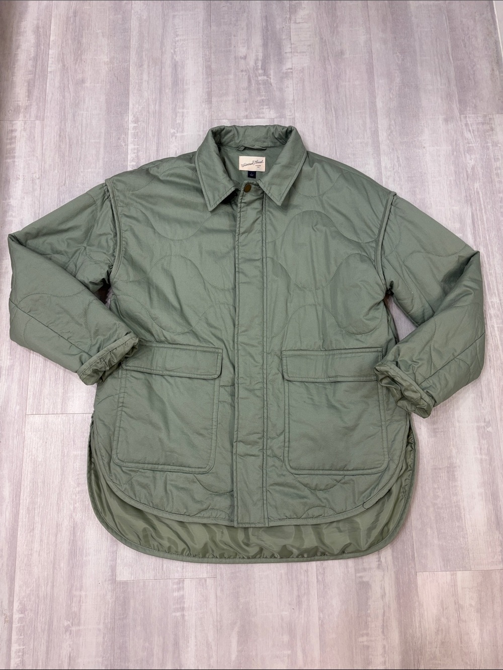 Universal Thread Quilted Utility Jacket in Olive Green Large